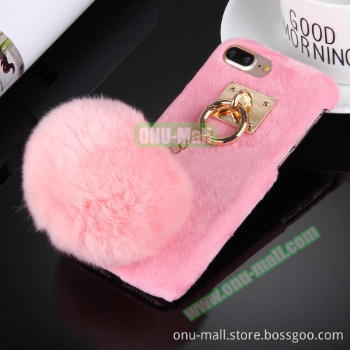 PC Protective Case for iPhone 7 Plus with Furry Ball, Mobile Phone Case for iPhone 7 Plus Back Cover